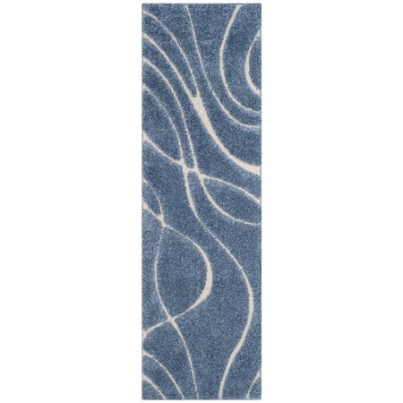 Safavieh 2 ft.3 in. x 7 ft. Shag Power Loomed Runner RugLight Blue & Cream SG471-6011-27